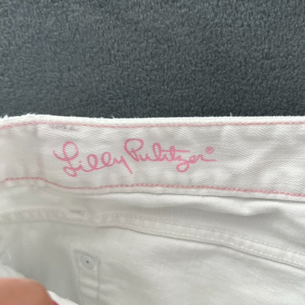 Lilly Pulitzer sz 12 White Babe Bootcut Jeans 27" inseam - Picture 4 of 14